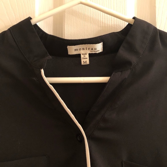 NWOT Monteau White Accent Long Sleeve Button Up - Picture 7 of 15